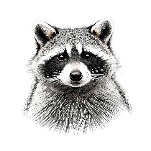 Minimalist Raccoon Line Drawing