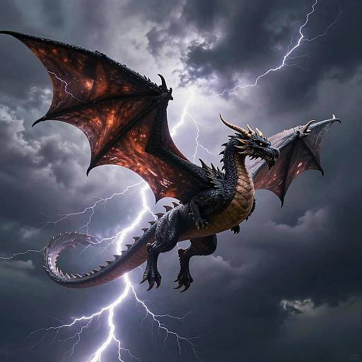 Ancient Dragon in Thunderstorm Flight
