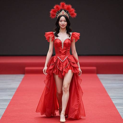 Fiery Red Dance Costume Walk