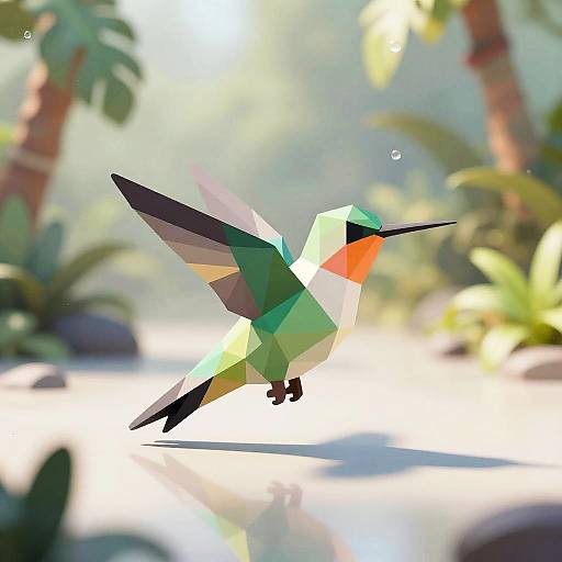 Low-Poly Isometric Hummingbird Render