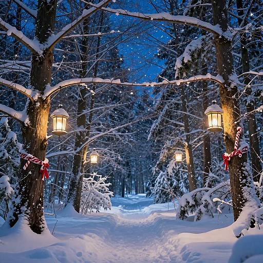 Serene Christmas Winter Forest Scene