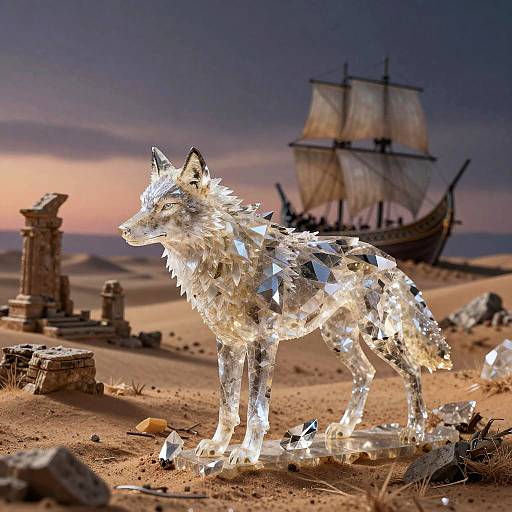 Desert Wolf at Twilight Ruins