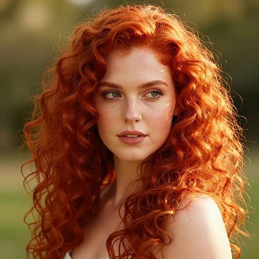 Sunlit Portrait of Red Curly Hair