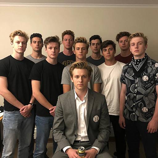 Ten Men Gathered in a Casual Room