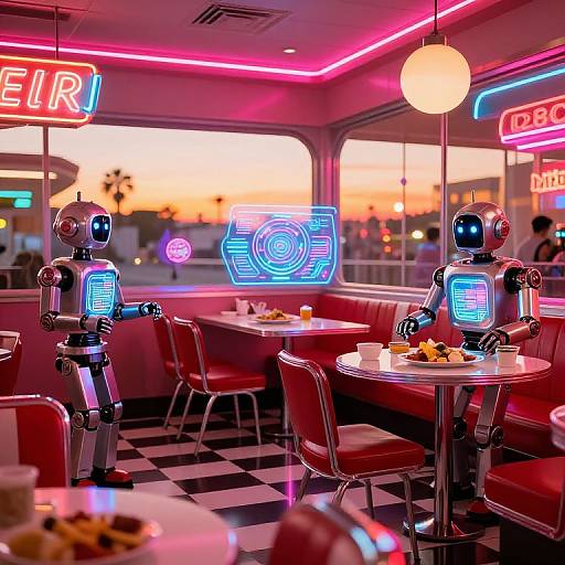 Retro Futuristic 1960s Diner Scene