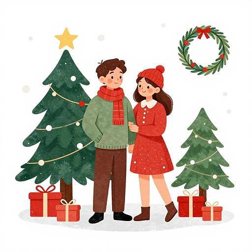 Festive Holiday Couple Christmas Card