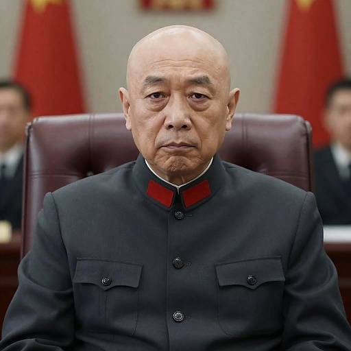 Serious Bald Man in Uniformed Setting