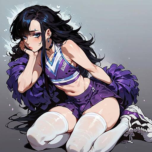 Goth Cheerleader with Dyed Hair