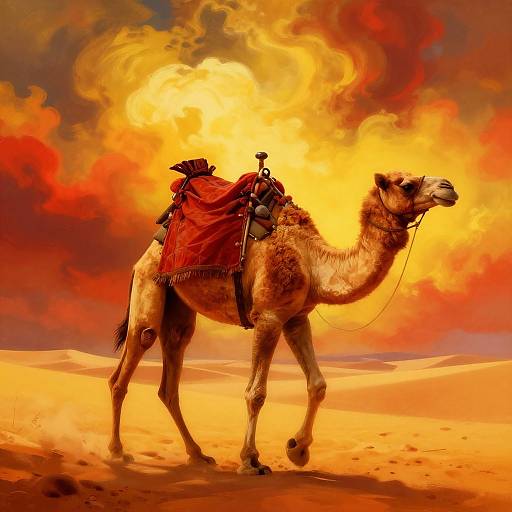Dynamic Desert Camel Ride Painting