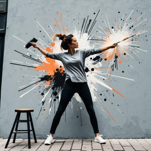 Female Street Artist Painting Mural