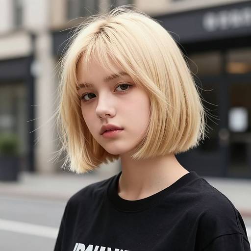 Blonde Teen with Stylish Bob Haircut