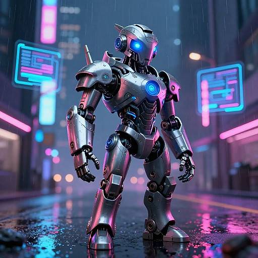 Futuristic Robotic Creature in Cyberpunk City