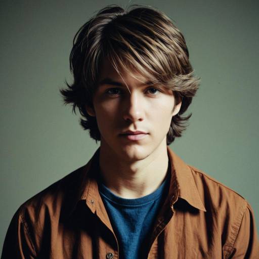 Young Man with Neat Hairstyle in Brown Shirt