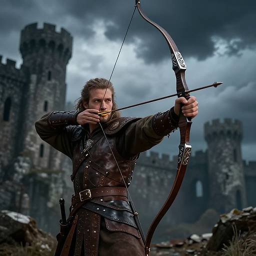 Heroic Archer in Fantasy Ruins