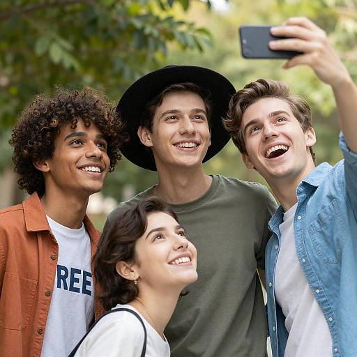 Cheerful Outdoor Selfie of Friends