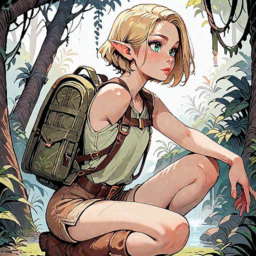 Kneeling Jungle Elf Side View