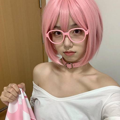 Young Person with Pink Hair and Collar