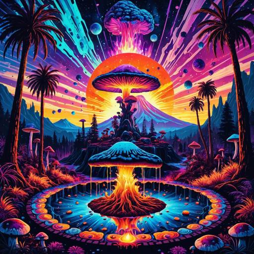 Psychedelic Melting Mushroom Forest on Bismuth Planet Psychedelic Melting Mushroom Forest on Bismuth Planet