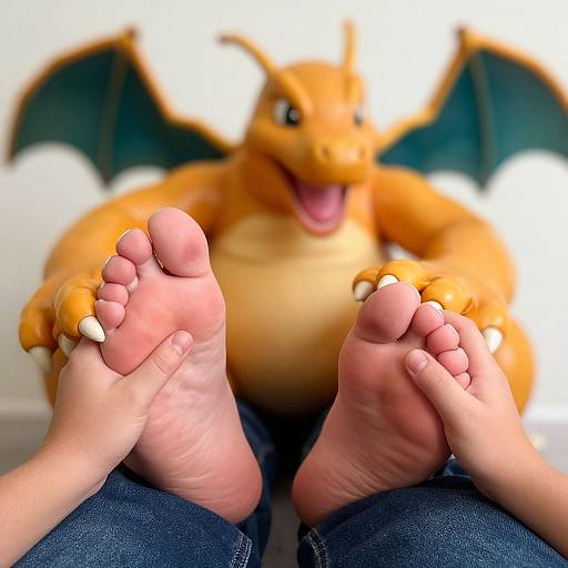 Chubby Dragon's Ticklish Feet Struggle