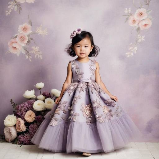 Little Girl in Elegant Lavender Dress