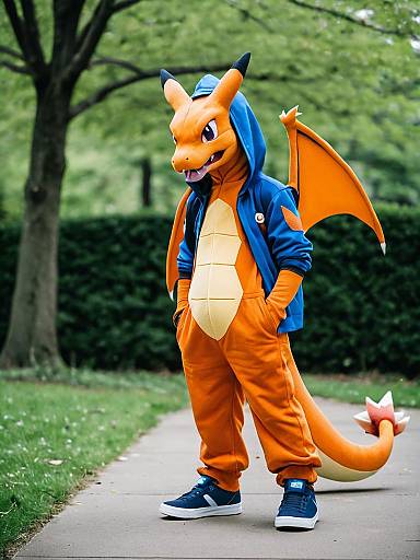 Charizard Kid Outdoors Cosplay Pose