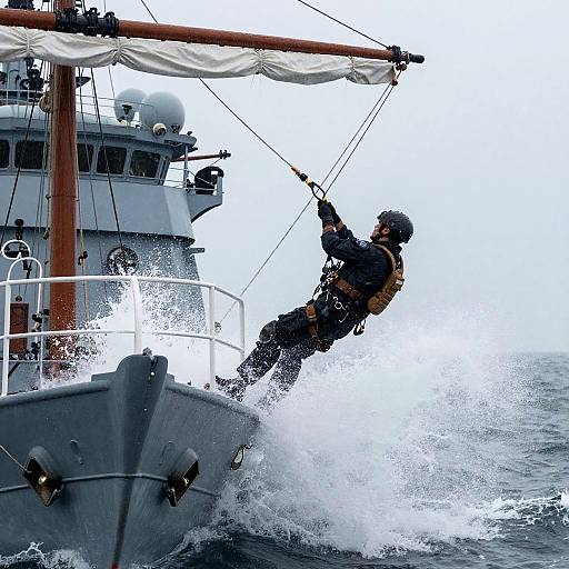 Naval Commando Launching Grappling Hook