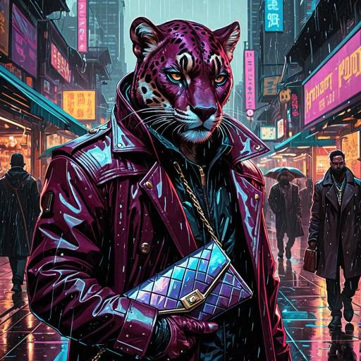 Slick Anthro Panther in Cyberpunk Market