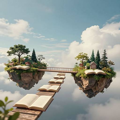 Bridge of Books Between Floating Islands