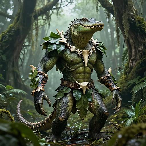 Muscular Alligator Lizardfolk in Swamp
