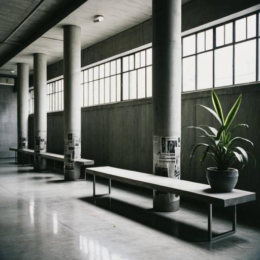 Minimalist Industrial Interior with Concrete Pillars