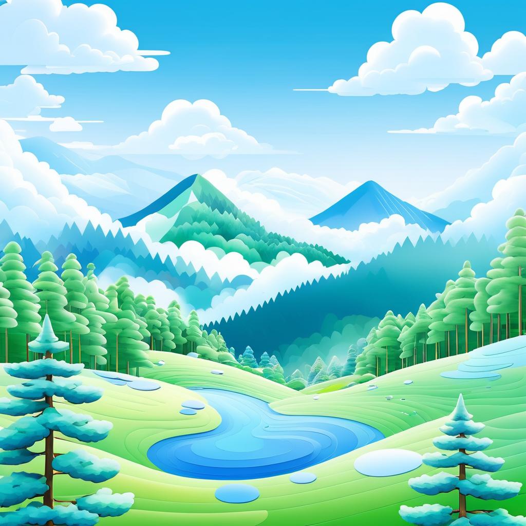 Tranquil Mountain Landscape in Murakami Style