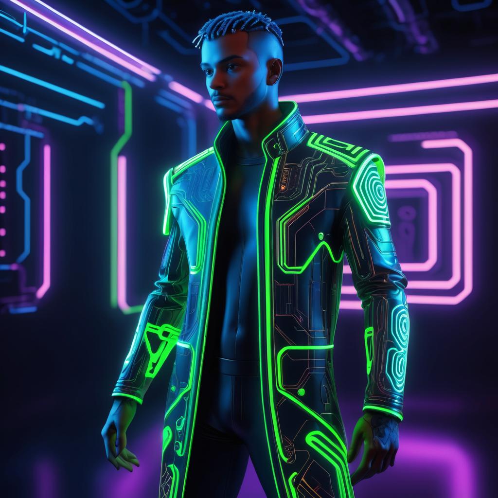 Cyberpunk Male Figure Portrait in T-Pose