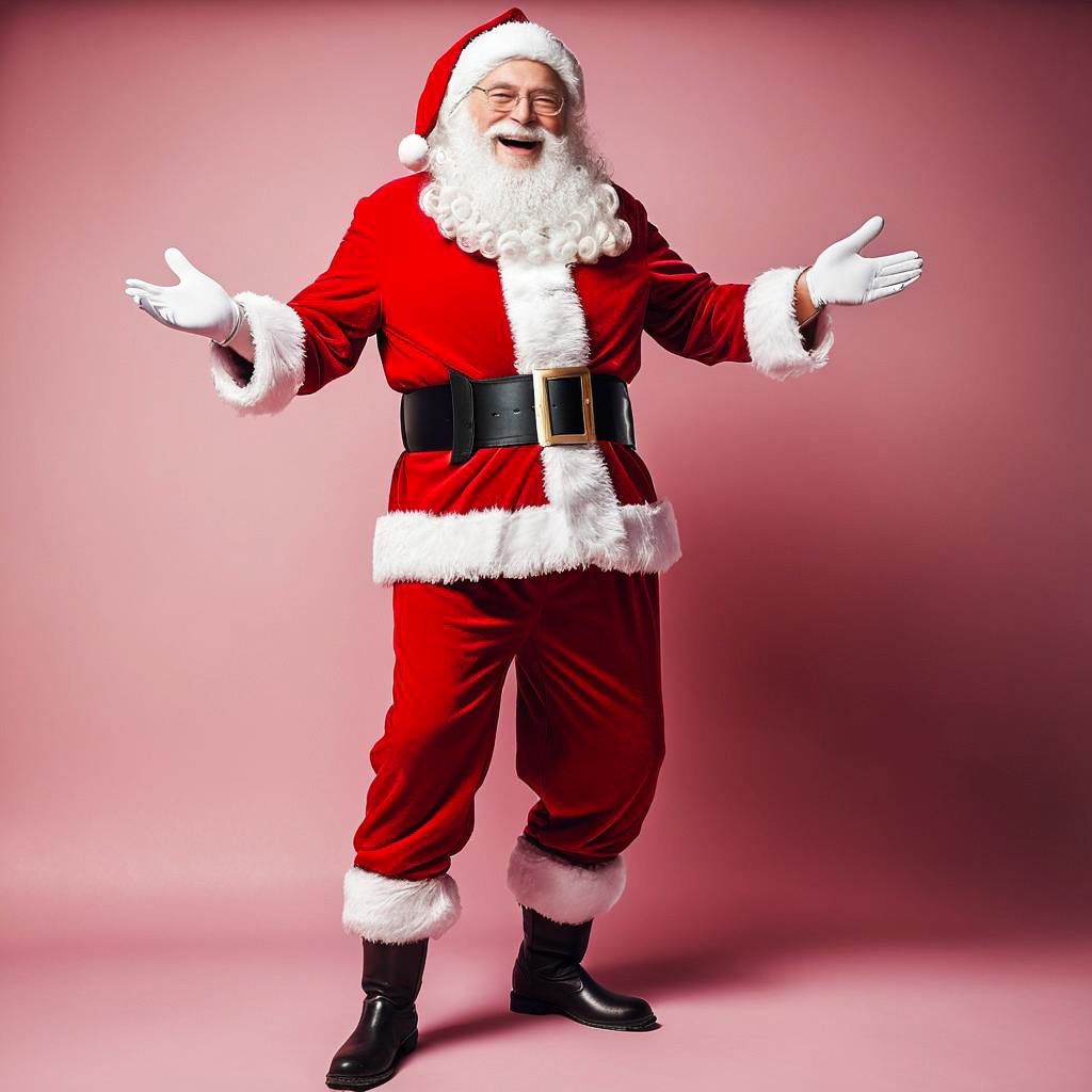 Joyful Elderly Man in Santa Costume