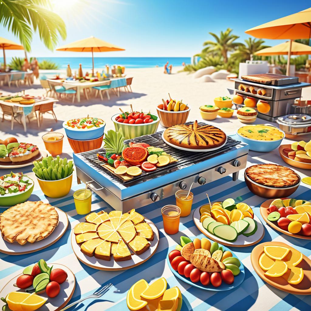 Vibrant Summer Beach Barbecue Scene