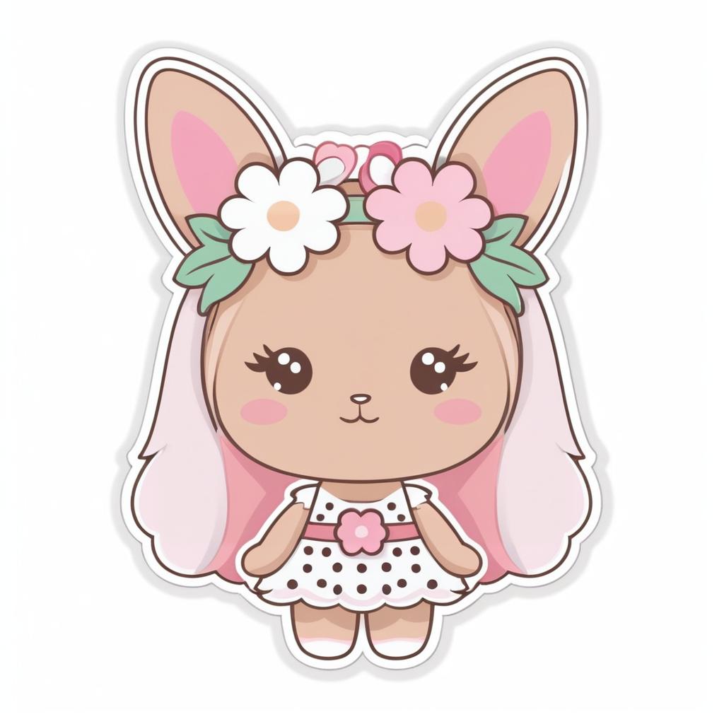 Cute Kawaii Bunny Die-Cut Sticker