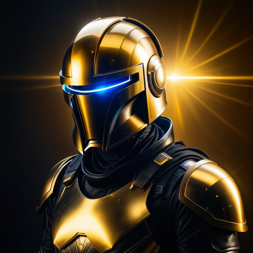 Futuristic Bounty Hunter Portrait in Galaxy