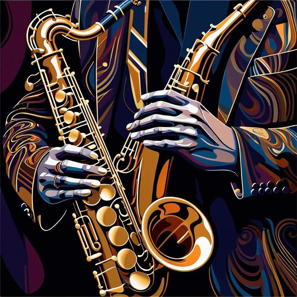 Modern Saxophone Art with Bold Lines