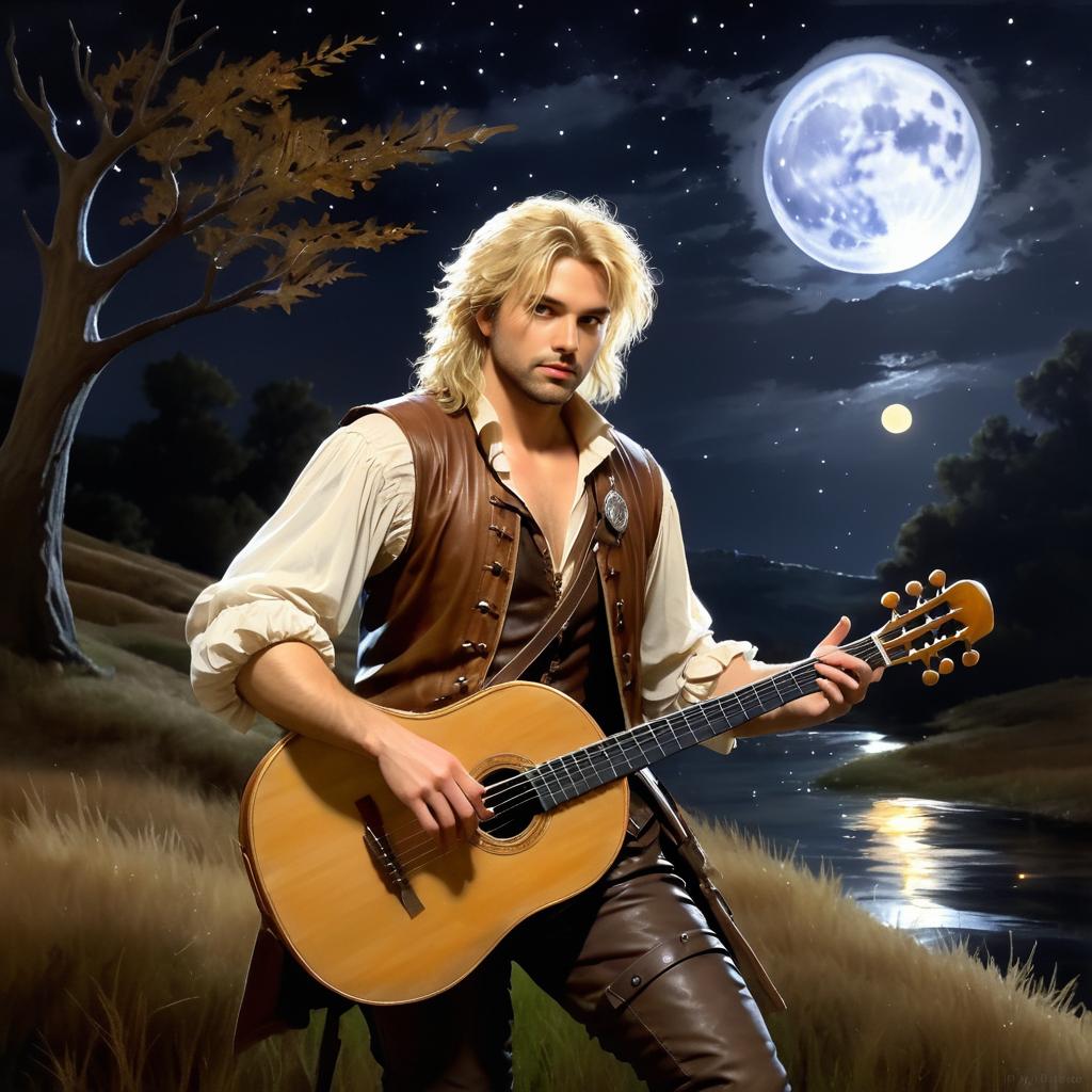 Romantic Bard Under the Full Moon