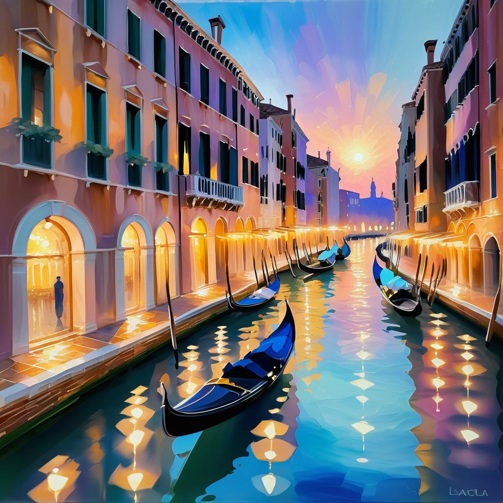 Twilight Venice: Impressionist Gondola Scene