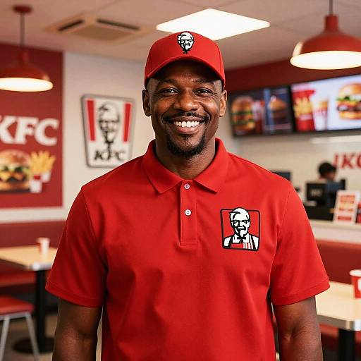 Friendly KFC Employee in Modern Restaurant