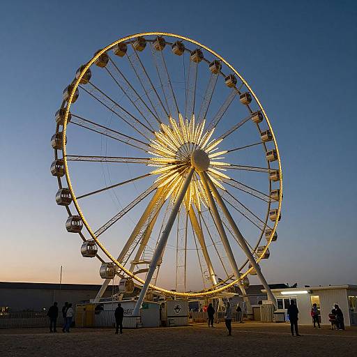 Golden Ferris Wheel at Twilight