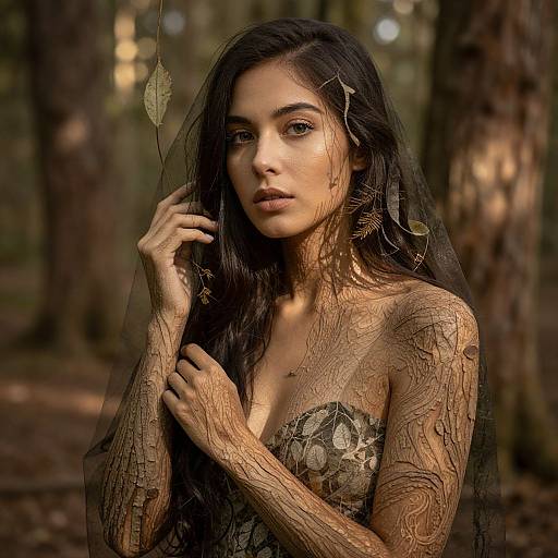 Ethereal Forest Woman Double Exposure