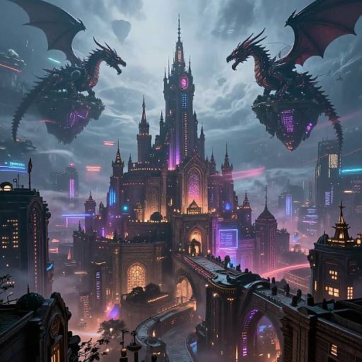 Futuristic Fantasy AI Cityscape