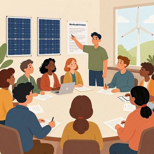 Illustration of diverse group discussing 