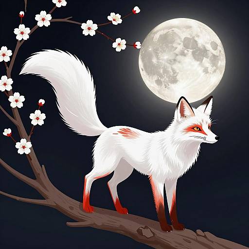 Elegant Fox Under a Full Moon