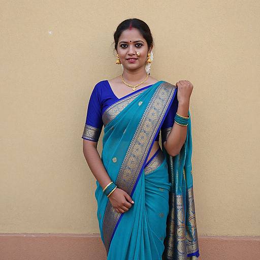 Indian Woman in Traditional Sari Portrait