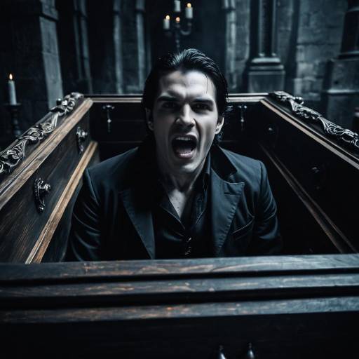 Male Vampire Emerging from Gothic Coffin