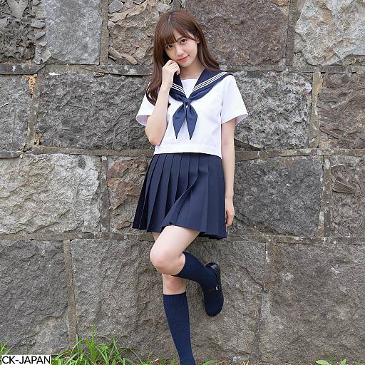 Sailor-Style Asian Woman Pose