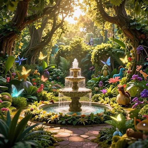 Enchanted Garden with Mystical Creatures