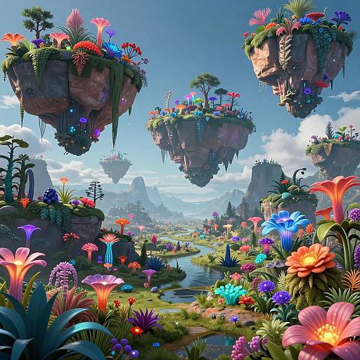 Futuristic AI Surreal Bioluminescent Landscapes